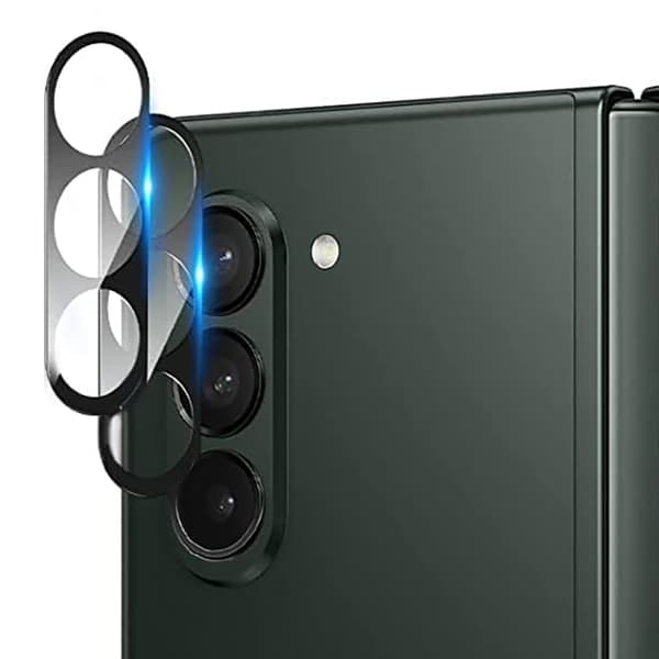 Samsung Galaxy Z Fold 5 2.5D Linsskydd - Transparent & Svart Ram