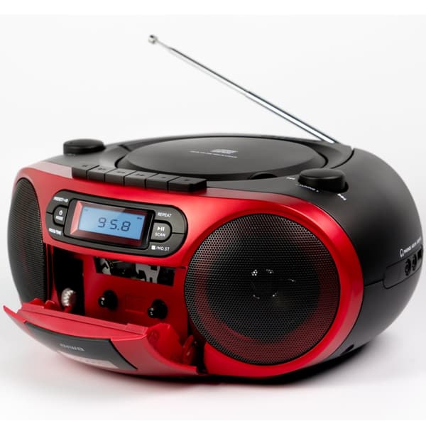 AIWA Kassettradio CD/FM-radio/Kassettbånd/USB/BT Rød