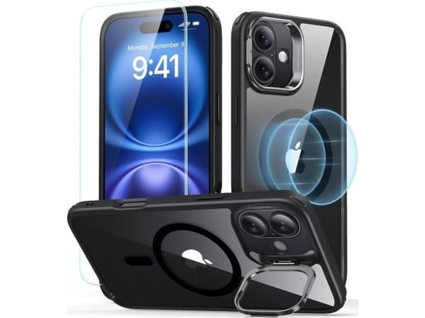 ESR Zestaw ESR Classic Hybrid Kickstand HaloLock MagSafe & Tempered Glass Apple Apple iPhone 16 Plus Clear/black