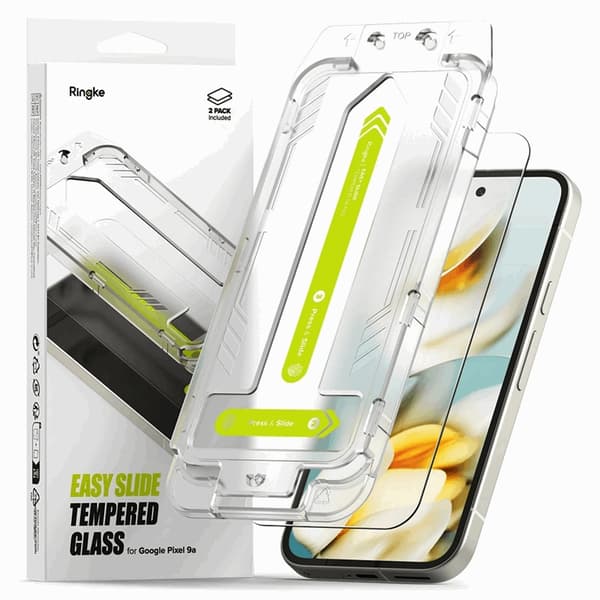 [2-Pack] Ringke Google Pixel 9a Härdat Glas Skärmskydd Easy Slide - Clear