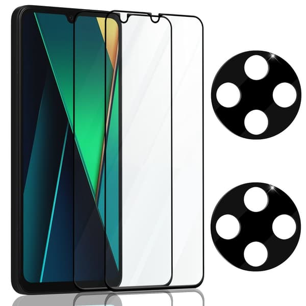 2-Pack Xiaomi Poco C75 Skærmbeskyttelse & 2-Pack linsebeskyttelse - Hærdet Glas 9H - Super kvalitet 3D