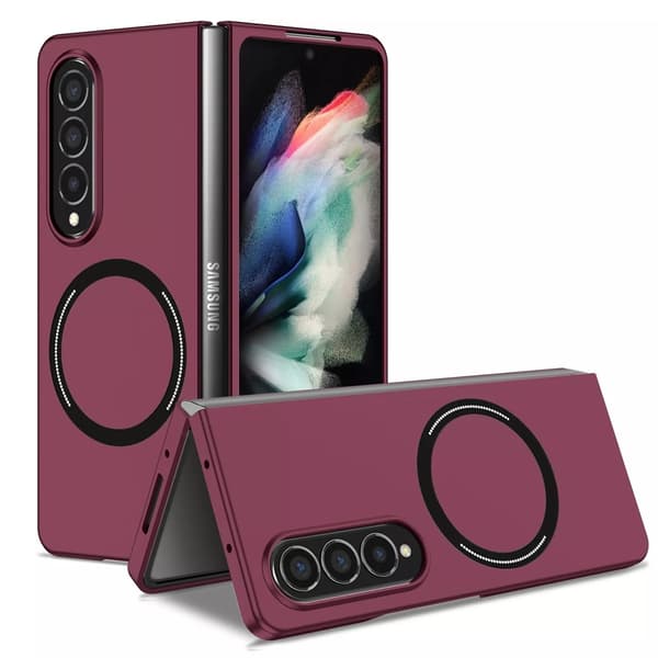 Samsung Galaxy Z Fold 4 - MagSafe Kompatibelt TPU Skal, Tunt & Stötsäkert Skydd Vinröd