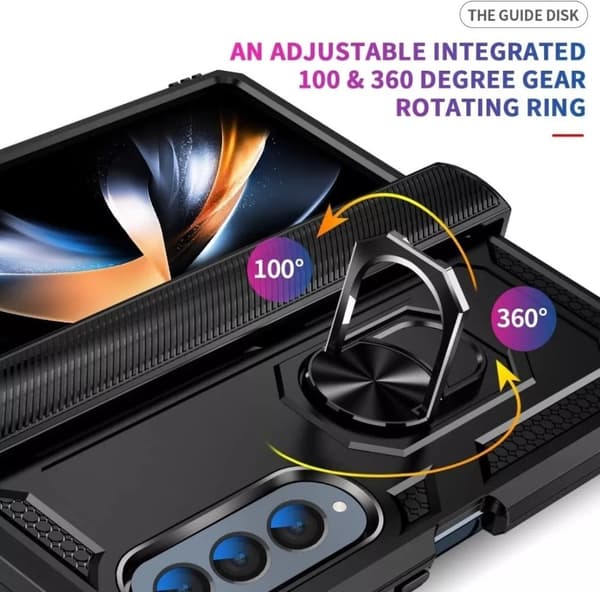 Samsung Galaxy Z Fold 6 - Stötsäker Ring Armor Stand Slimmt mobilskal Röd
