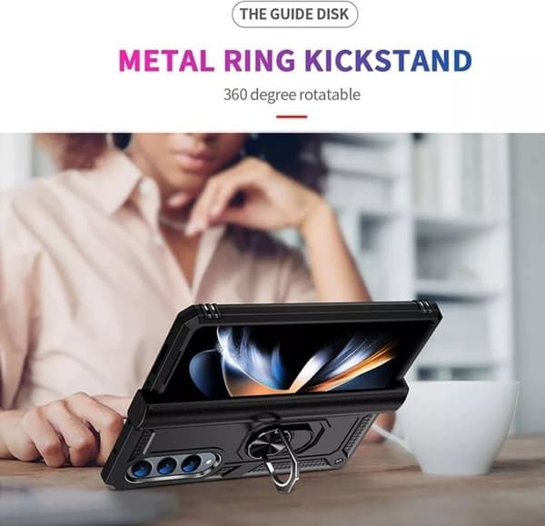 Samsung Galaxy Z Fold 6 - Stötsäker Ring Armor Stand Slimmt mobilskal Röd