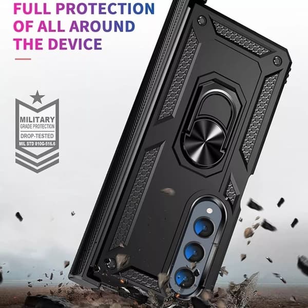 Samsung Galaxy Z Fold 6 - Stötsäker Ring Armor Stand Slimmt mobilskal Röd