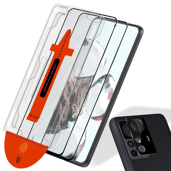 2-PACK Xiaomi 12T Pro Skærmbeskytter & 1-PACK linsebeskytter - Hærdet Glas | [Automatisk Installation] - Boblefri