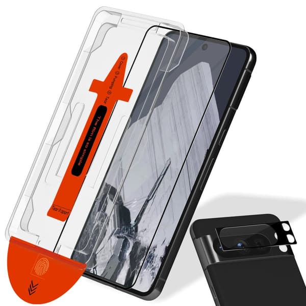 1-Pack Google Pixel 8 Pro Skärmskydd & 1-Pack linsskydd - Härdat Glas | [Automatisk Installation] - Bubbelfritt