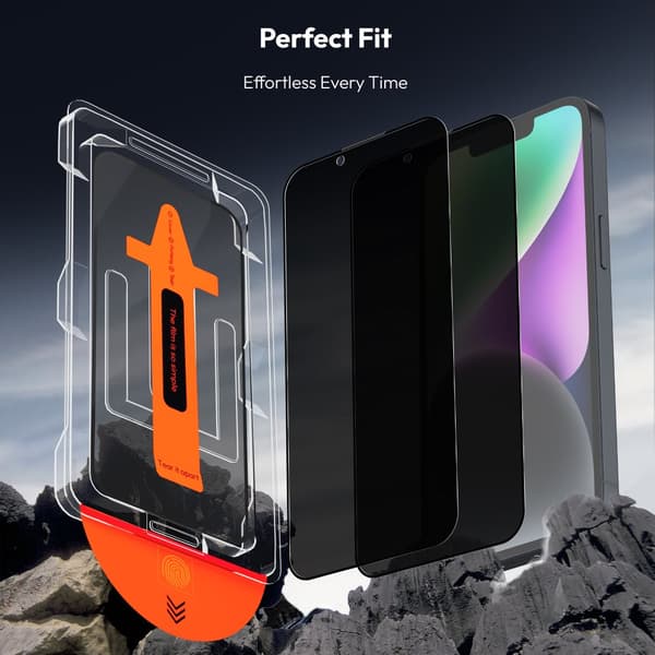 1-PACK Iphone 14 Privacy Näytönsuoja & 1-Pack linssinsuoja - Karkaistu Lasi | [Automaattinen Asennus] - Kuplaton