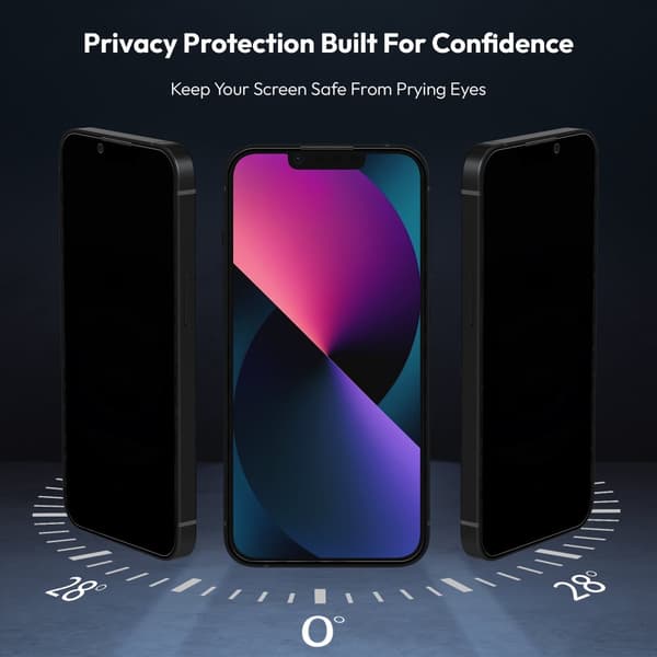 2-PACK Iphone 13 Privacy Skærmbeskytter - Hærdet Glas | [Automatisk Installation] - Boblefri