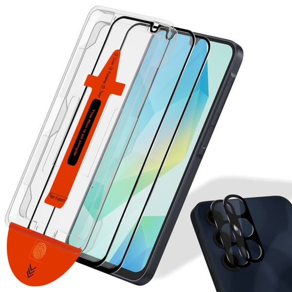 2-Pack Samsung A17 Skärmskydd & 2-Pack linsskydd - Härdat Glas | [Automatisk Installation] - Bubbelfritt