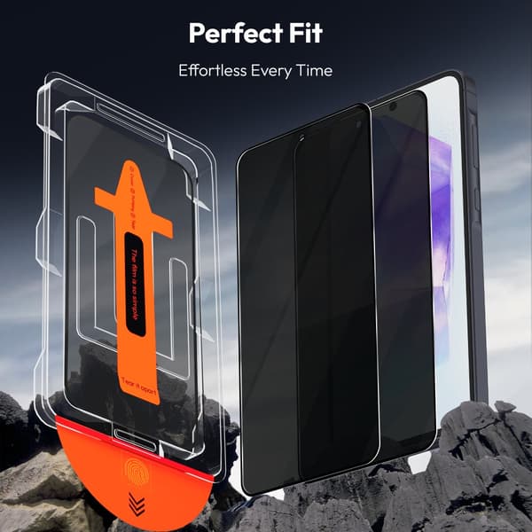 1-PACK Samsung A55 Privacy Skærmbeskytter & 1-PACK linsebeskytter - Hærdet Glas | [Automatisk Installation] - Boblefri
