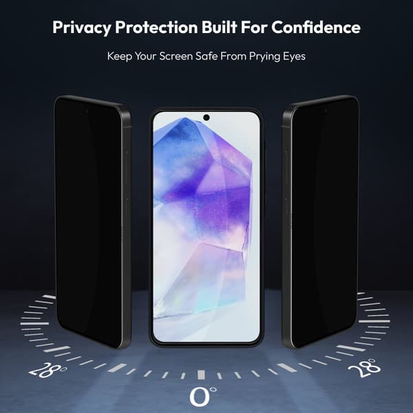2-PACK Samsung A55 Privacy Skærmbeskytter - Hærdet Glas | [Automatisk Installation] - Boblefri