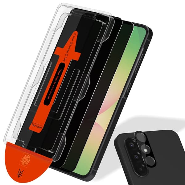 2-PACK Samsung A56 Privacy Skærmbeskytter & 1-PACK linsebeskytter - Hærdet Glas | [Automatisk Installation] - Boblefri