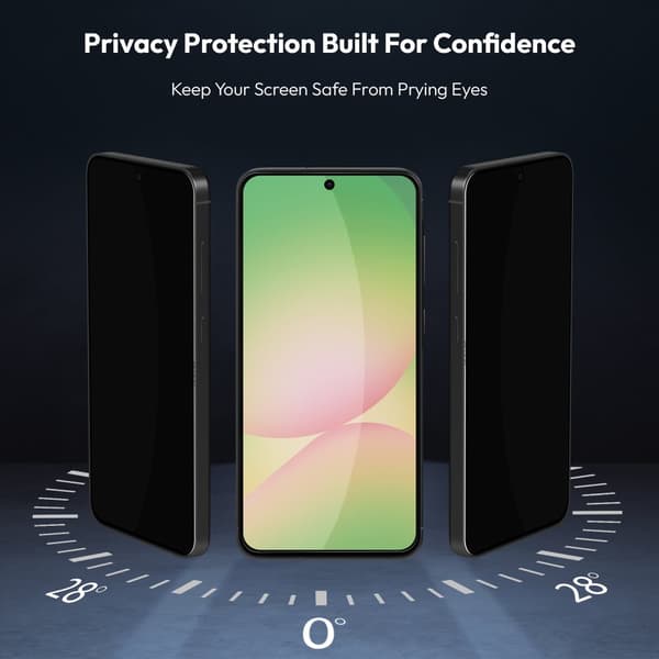 2-PACK Samsung A56 Privacy Skærmbeskytter & 2-PACK linsebeskytter - Hærdet Glas | [Automatisk Installation] - Boblefri