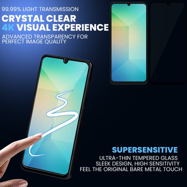 1-Pack Samsung A06 Skærmbeskyttelse & 1-Pack linsebeskyttelse - Hærdet Glas 9H - Super kvalitet 3D