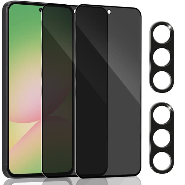 2-Pack Samsung A56 Privacy Skärmskydd & 2-Pack linsskydd - Härdat Glas 9H - Super kvalitet 3D