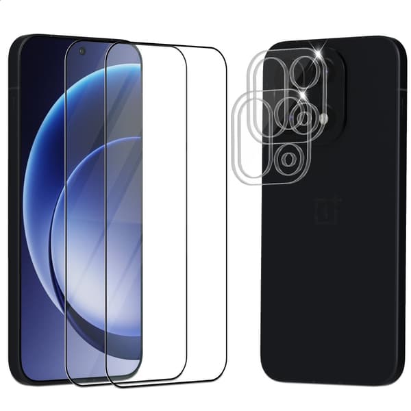 2-Pack OnePlus 15 Skärmskydd & 2-Pack linsskydd - Härdat Glas 9H - Super kvalitet 3D