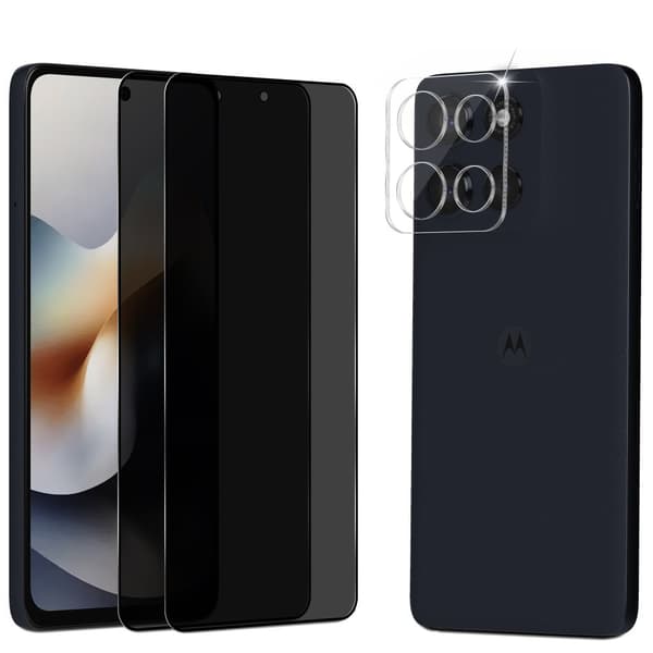 2-Pack Motorola Moto G56 Privacy Skärmskydd & 1-Pack linsskydd - Härdat Glas 9H - Super kvalitet 3D