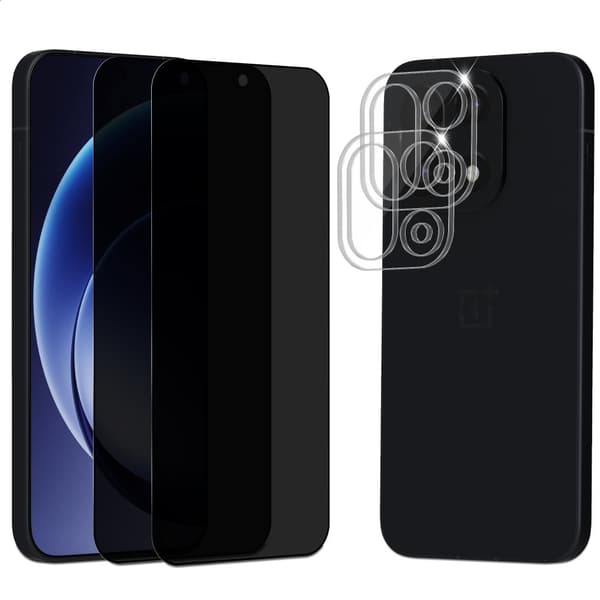 2-Pack OnePlus 15 Privacy Skärmskydd & 2-Pack linsskydd - Härdat Glas 9H - Super kvalitet 3D