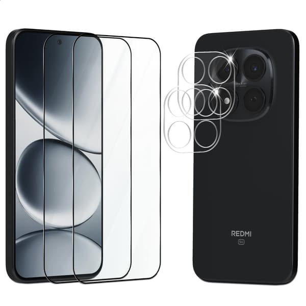 2-Pack Xiaomi Redmi Note 15 Pro 5G Skärmskydd & 2-Pack linsskydd - Härdat Glas 9H - Super kvalitet 3D