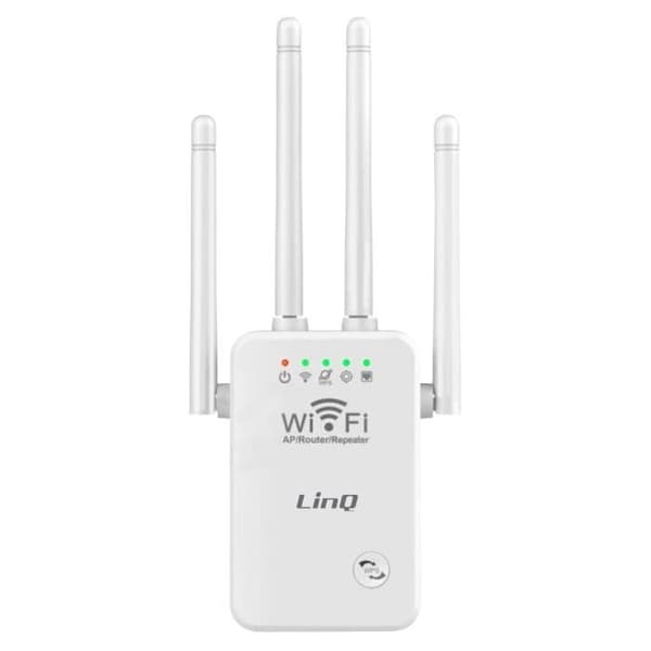 LinQ WiFi repeater Vit - LINQ - WLAN 500 - Lång räckvidd - Hög transmission - 4 justerbara antenner