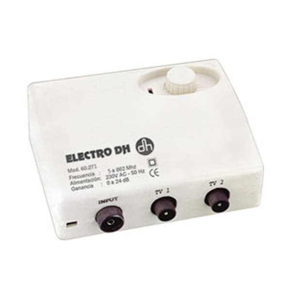 Elektro DH antennförstärkare, för TNT, låg brusnivå, justering av förstärkning från 0 till 24 dB, med omkopplare, 60.271