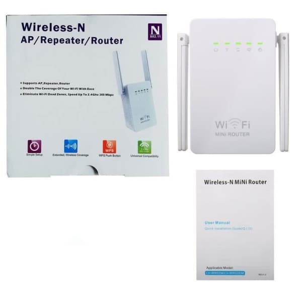 Dubbel antenn 300M trådlös routerförlängare WIFI Signal Booster Network Repeater