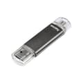 Miniatyrbild 4 av 5: Hama FlashPen Laeta Twin USB-minne Mobil/Tablet Grå 16 GB USB 2.0, Micro USB 2.0