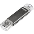 Miniatyrbild 1 av 5: Hama FlashPen Laeta Twin USB-minne Mobil/Tablet Grå 16 GB USB 2.0, Micro USB 2.0