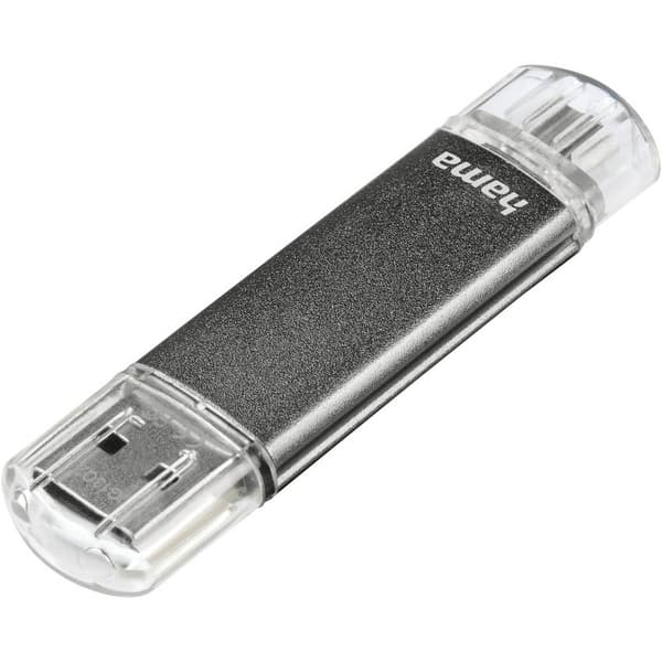 Hama FlashPen Laeta Twin USB-minne Mobil/Tablet Grå 64 GB USB 2.0, Micro USB 2.0