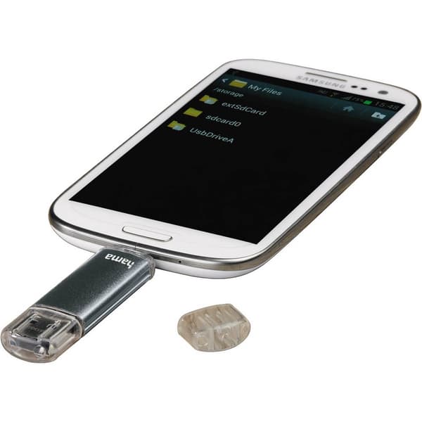 Hama FlashPen Laeta Twin USB-minne Mobil/Tablet Grå 64 GB USB 2.0, Micro USB 2.0