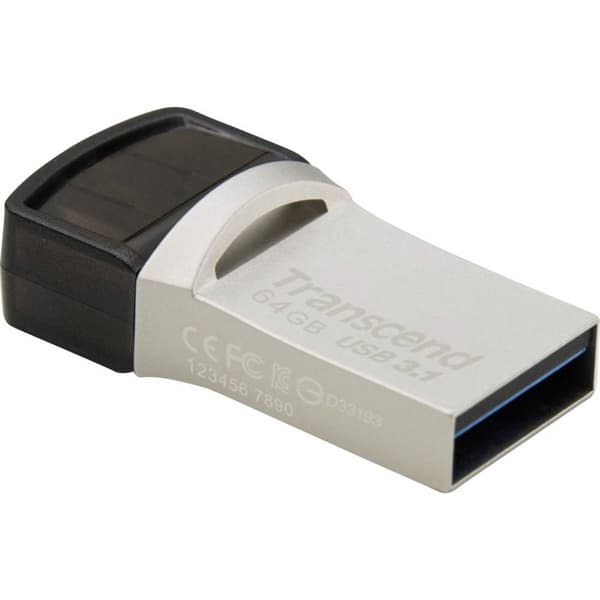 Transcend JetFlash® 890 USB-minne Mobil/Tablet Silver 64 GB USB 3.2 Gen 2, USB-C®