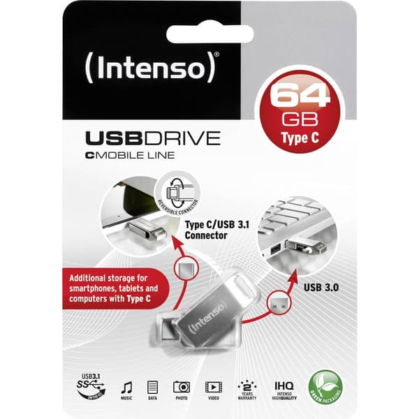 Intenso cMobile Line USB-minne Mobil/Tablet Silver 64 GB USB 3.2 Gen 1