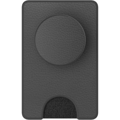 POPSOCKETS Wallet Pebbled Vegan Leather Black Aftagelig Mobil Wallet PopWallet+