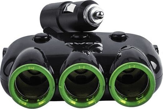 Awei AWEI C-35 car splitter 3 12V lighter sockets + 2 USB, splitter black