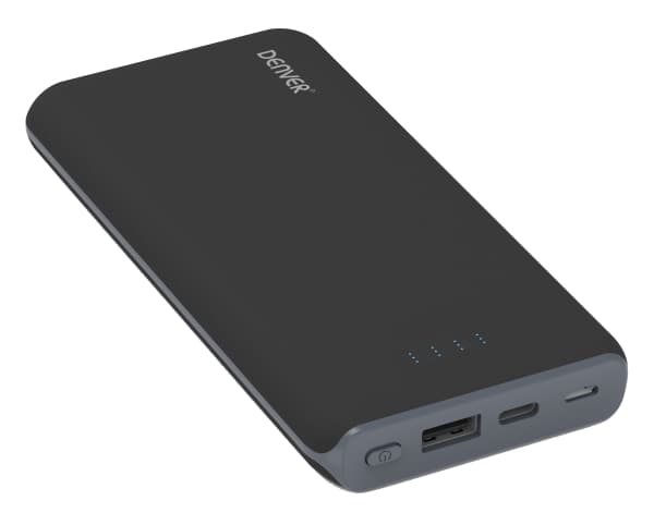Denver PBQ-10001, Grå, Mobiltelefon/smarttelefon, Rektangel, Lithium Polymer (LiPo), 10000 mAh, AC, USB