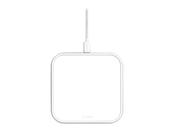 ZENS Single Aluminium Wireless Charger - Trådløs ladepute + AC-strømadapter - 10 watt - Apple Fast Charge, FC - hvit - Europa