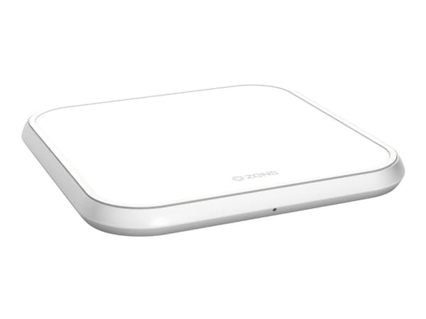 ZENS Single Aluminium Wireless Charger - Trådløs ladepute + AC-strømadapter - 10 watt - Apple Fast Charge, FC - hvit - Europa