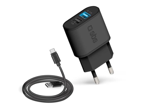 SBS TEKITTRC2U2AFASTK, Innendørs, AC, USB, 5 V, 1 m, Sort Sort