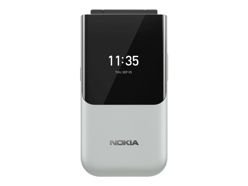 Nokia 2720 Flip - Mobiltelefon - dual-SIM - 4G LTE - 4 GB - microSD slot - 320 x 240 pixlar - RAM 512 MB - 2 MP - KaiOS - grå