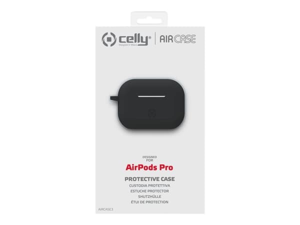 Celly Air Case - Skyddsfodral för hörlurar - silikon - svart - för Apple AirPods Pro