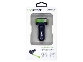 RealPower 257636, Automatisk, Cigartenner/lighter, 5 V, 0,58 m, Sort, Grønn