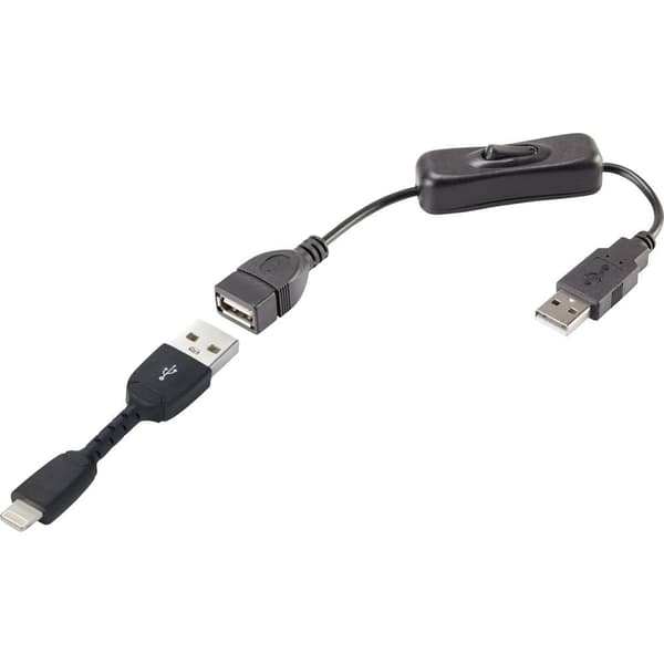 Renkforce Apple iPad/iPhone/iPod Anslutningskabel [1x USB 2.0 A hane - 1x Apple Lightning hane] 0.30 m Svart