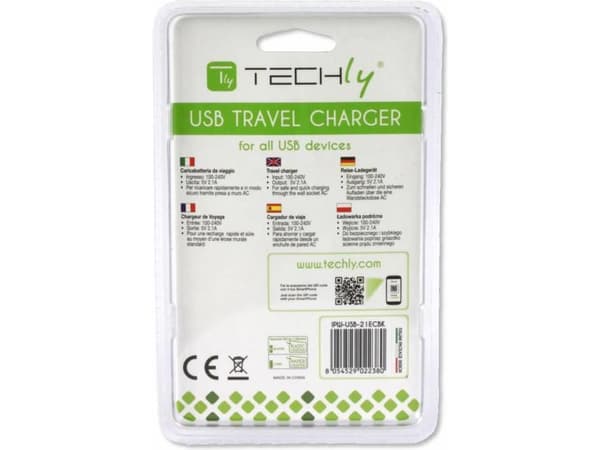 Techly IPW-USB-21ECBK, inomhus, AC, 4,2 V, Svart