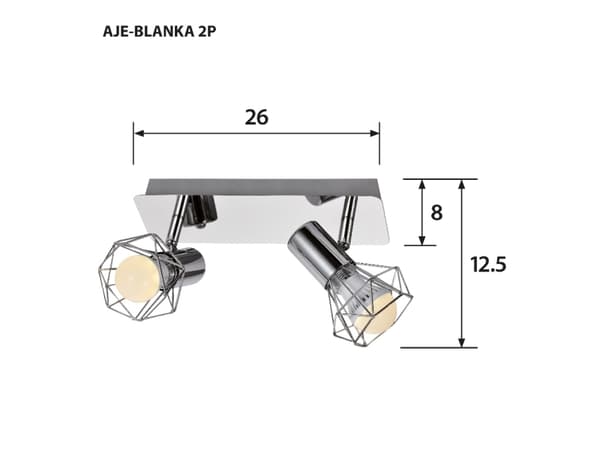 Activejet AJE-BLANKA 2P, 2 ampuller, E14, IP20, Sølv