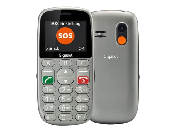 Gigaset GL390 - Funksjonstelefon - dobbelt-SIM - RAM 32 MB / Internal Memory 32 MB - microSD slot - 220 x 176 piksler - rear camera 0,3 MP - titansøl