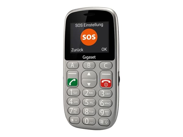 Gigaset GL390 - Funksjonstelefon - dobbelt-SIM - RAM 32 MB / Internal Memory 32 MB - microSD slot - 220 x 176 piksler - rear camera 0,3 MP - titansøl Sølv
