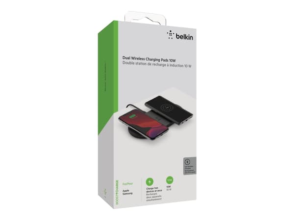 Belkin BoostCharge Dual - Trådlös laddningsplatta + växelströmsadapter - 10 Watt - svart
