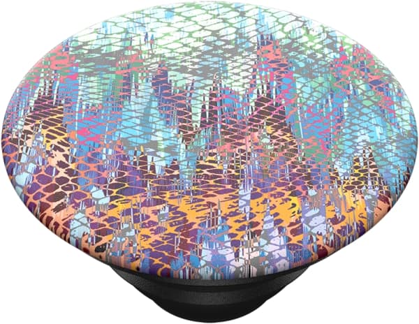 PopSockets Swappable PopGrip - Fingergrepp/vikbart ställ för mobiltelefon - Chimera - svart, abstrakt bikakemönster