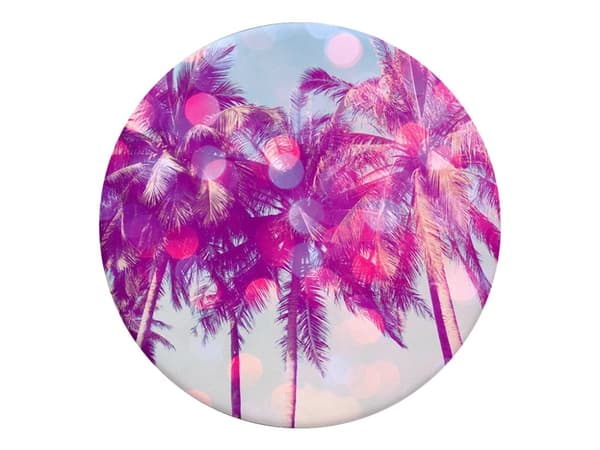PopSockets Swappable PopGrip - Fingergrep/stativ for mobiltelefon - Venice Beach - gulaktig hvit, pastellpalmer med solflekker